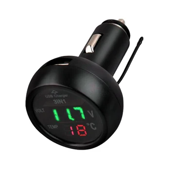 12V/24V Temperature Merilnik Voltmeter 3 v 1 Digitalni LED Avto Voltmeter Termometer Auto Avto Polnilnik USB