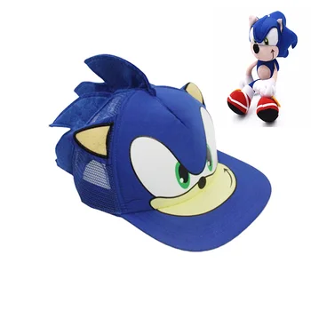 2pcs Srčkan Fant Sonic Hedgehog Risanka Mladi Nastavljiv Baseball Klobuk, Kapa Modre barve Za Fante Sonic plišastih igrač Vroče Prodaja
