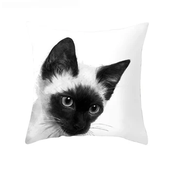 Vzglavnik 45*45 CM Preprosto črno in belo serije luštna mačka in pes tiskanja objem prevleke Domači kavč, blazine blazino blazine pokrov