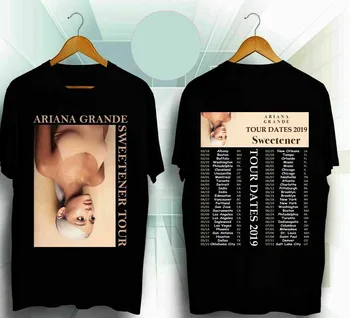 Ariana Grande Sladilo World Tour Datumi 2019 Rokavi Moški Black T-Shirt Bombaž Naravnost O-Neck Kratek Sleeve Majica S Kratkimi Rokavi