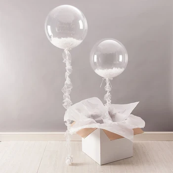 Helij Bobo Baloni Prozorno PVC Balon Baby Tuš Rojstni dan Poročni Dekoracijo Perje Konfeti Balon Dodatki