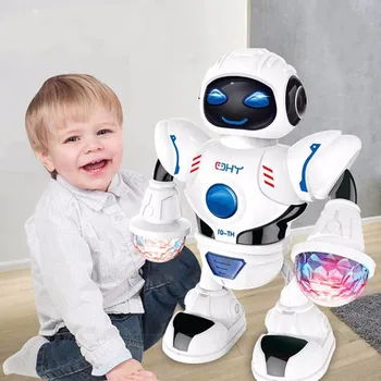 Novo Otroci Elektronski Hoja Ples Robot Igrača z Utripajoče Luči,Glasbe, Utripajoče LED Luči Hoja Igrače