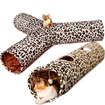 Mačka Predor Leopard Tiskanja Crinkly 3 Načine Pet Predor Mucek Igra, Igrača, Upogljivi Zajec Igrače Mačka, Igrače, Izdelki Za Zabavo