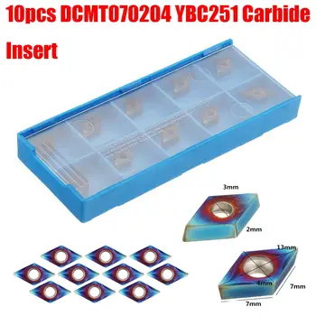 10pcs/set Modro-Nano DCMT070204 Karbida, ki se Vstavi za SDJCR/SDNCN/SDQCR Serije Stružnica Orodje za Struženje