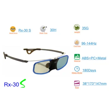 2pcs x 3D DLP Projektor TV Aluminija Aktivnega Zaklopa Očala s Sponko za Myope Za Optoma LG BenQ Acer (RX-30S)