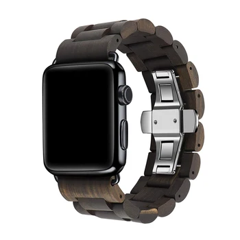Lesena Zapestnica za Apple Watch 38 mm 40 mm 42mm 44 Naravna Ročno Izdelana Lesena Zamenjava Pasu za iwatch 5 4 3 2 1 Pribor