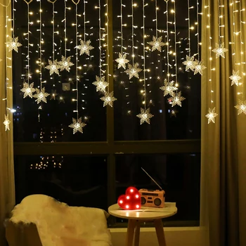 3.2 M Novo Božič Zavese Snežinka Dekoracijo Niz LED Luči 2020 Utripajoče Svetlobne Zavese, Lahka Nepremočljiva Prostem Stranka