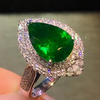 10K Zlati prstan Laboratoriju Ustvarili 5ct Emerald in Moissanite Diamantni Prstan Z nacionalno potrdilo o Em-0018