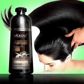 Mokeru 500 ml Naravno, Ekološko Kokosovo Olje Bistvo Črne Lase Šampon Prekriva Sive Lase Trajne Barve za Barvanje Las Šampon
