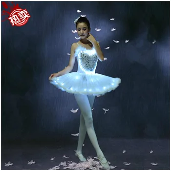 Svetlobna ples kostum fluorescentna balet krilo odraslih učinkovitosti LED poroko uspešnosti oblačila nočni otrok Puhasto ski