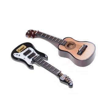 1PCS Figurice 1/12 Obsega Lutke Mini Kitara Instrument DIY Del za Dom Dekor Otroci Darilo