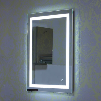 Ličila Ogledalo Stensko montažo LED Zatemniti Kopel Ogledala Anti-fog Funkcijo, Kopalnica Z Dotikom Gumba Bela/Topla 80*60CM HWC