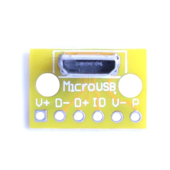 5PCS Navpično USB, MiCroUSB, Micro USB 2.0 Ženski Glavo Priključek 2.54 mm PCB Prilagodilnik Pretvornika Zlom Odbor 180 Stopinj Navpično