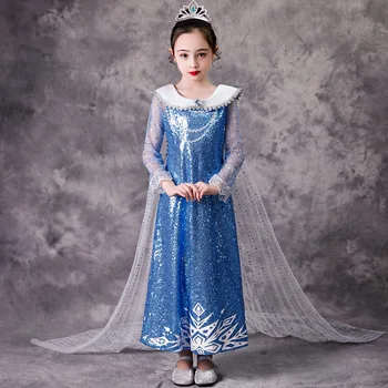 MUABABY Elsa Belo Obleko Otroci Snežinka 2 Princesa Obleke Nov Film, Bleščica Čipke Fancy Kostume Halloween Party Obleke