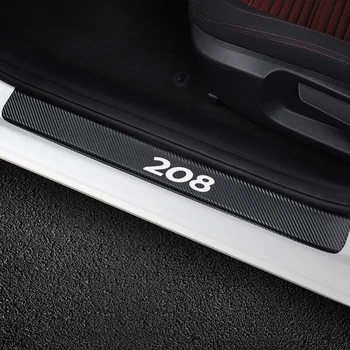 Za Peugeot 208 4PCS Vrata Avtomobila Polico Izvažajo Tablice, Nalepke Ogljikovih Vlaken Film Auto Prag Zaščitnik Nalepke Avto Tuning Oprema