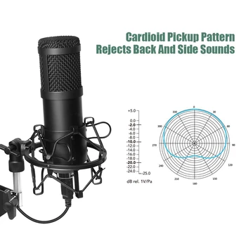 Usb Pretakanje Podcast Računalnik Mikrofon Profesionalni Studijski Kondenzatorski Cardioid Mic Komplet z Zvočno Kartico Boom Roko Šok Gori Filter,
