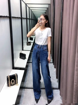 Suho jeans ženska anglija slog high street oprati retro visoko pasu ripped kavbojke jeans za ženske fant jeans za ženske