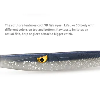 JOHNCOO 10pcs Mehka Vaba Swimbait 125 mm 3.8 g Fishing Lure 3D Oči Umetne Vabe Plastičnih Ščuka Bas Ribolov Vab