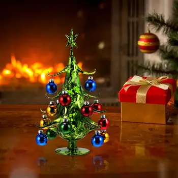 1Pc Xmas Tree Majhne Pokrajine Steklene Miniature Drevo Miniaturne Figurice Božično Drevo