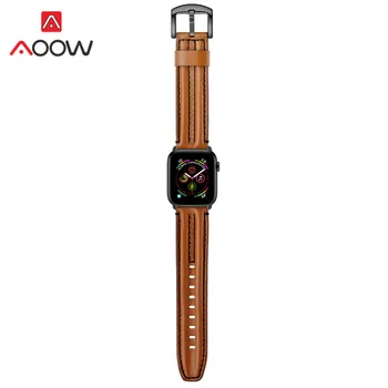 Pravega Usnja Trak Watchband za Apple Watch 4 5 38 mm 42mm 40 mm 44 Olje, Vosek Usnje Zamenjajte Zapestnica Band za iwatch 1 2 3