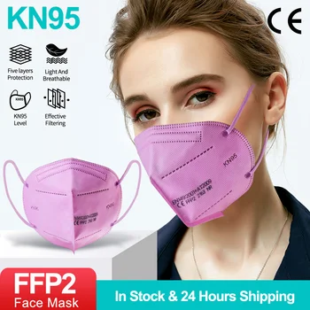 60PCS KN95 Maske FFP2 Črno/Roza Masko za enkratno uporabo KN95 Filter Anti-prah Usta Maska Zaščitna 5 Vložek Mascarilla FFP2 Respirator