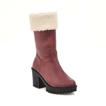 MORAZORA 2020 velikosti 33-43 pozimi vroče prodaje toplo sneg škornji debele visokih petah moda krog toe sredi tele čevlji