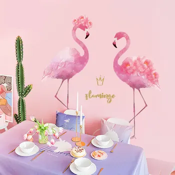 Pink Flamingo Spalnica Dormitorij Mleko Čaj Shop, Trgovina Z Oblačili Ozadju Dekorativno Slikarstvo