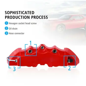 4PCS Avto Zavor 3D Rdeča, ABS Plastike kljunasto merilo Zajema Spredaj Zadaj Avtomobilske Zavore Komplet Za 16
