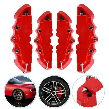 4PCS Avto Zavor 3D Rdeča, ABS Plastike kljunasto merilo Zajema Spredaj Zadaj Avtomobilske Zavore Komplet Za 16