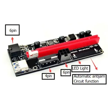 VER009S PCI-E Riser Card Dvojno 6Pin vmesniško Kartico PCIe 1X do 16X razširitveno napravo Kartico USB 3.0 Podatkovni Kabel za BTC Rudarstvo Rudar