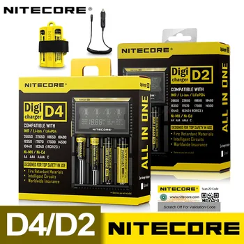 Original Nitecore D4 D2 Digicharger LCD Inteligentna Vezni Globalno Zavarovanje li-ionska 18650 14500 16340 26650 Baterije Polnilnik