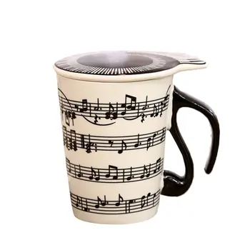 Nekaj Glasbe Vzorec Keramične Skodelice Ustvarjalne Keramični Glasbe Pokal Glasbeni Označi Voda Pokal Nekaj Tipkovnico Par Skodelico Kave Pokal