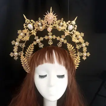 Zlato Halo Boginja Naglavni Del Vintage Lolita Headdress Glavo, Pribor Za Lase