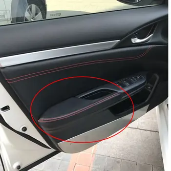 Za Honda Civic 10. 2016 2017 2018 4pcs Vrata Armrest PU Usnje Površini Lupine Kritje Trim Črni Dekorativni Dodatki