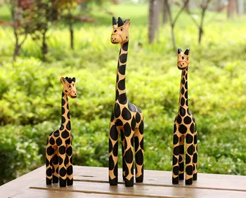 3 Kos Določa Žirafa Okraske Ustvarjalne Doma Okraski Nordijska Dnevnik Lesene Živalske Figurice Družina Žirafe Obrti Darilo