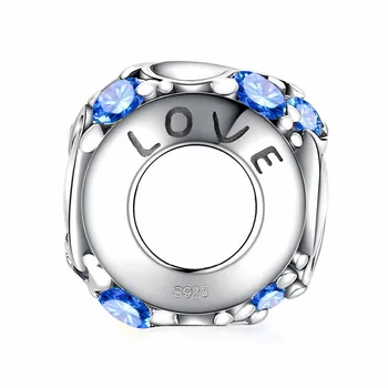 JewelryPalace Zvesti Srce za 0,4 ct Modra Kubičnih Cirkonij 925 Sterling Srebro Čar Kroglice Nove Vroče Prodaje Lepa Darila
