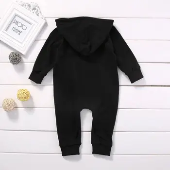 Malčka Dojenčka Newborn Baby Boy Oblačila Romper Dolg Rokav Black Jumpsuit Playsuit Obleke Obleke 0-24M