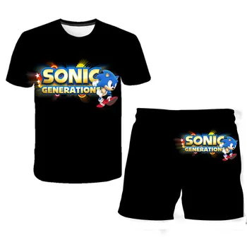 Otroci Set Oblačila Risanka T Srajce Dekle 2020 Sonic T-shirt otroška oblačila tshirt fantje+kratke hlače 2Pcs Teen Dekleta Tee Vrhovi