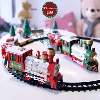Otroke Božič Električni Železnici Avto Vlak Dirke Cestni Prevoz Stavbe Igrača Železniške Set Za Otroke Božič Vlak Darilo