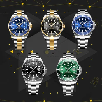 Novi PAGANI Design Moški gledajo Vode Duh Serije Blue Luxury iz Nerjavnega Jekla Samodejni Mehanske Ure 100m Nepremočljiva watch