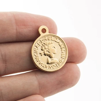 Simsimi ženske kovancev majhen obesek Kovanec čar Funt Elizabeth Euro 10 centov iz Nerjavečega jekla krog čarobne gumbe za ogrlico 10 kos