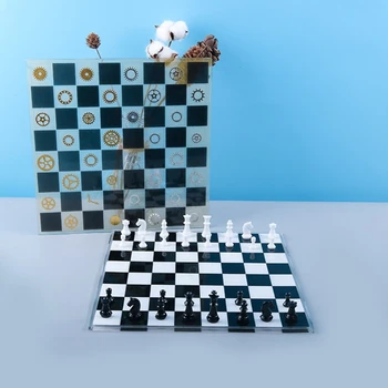 1 Nastavite Šah+Šahovnice Silikonski Kalup DIY Obrti, zaradi Česar Orodje Šah Odbor Kristalno Epoksi Smolo Plesni