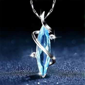 Modra Akvamarin gems diamant obesek ogrlice za ženske kristalno bela, zlata, srebrna barva choker veriga nakit, dragulji darilo