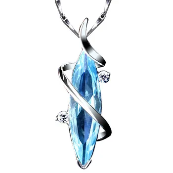 Modra Akvamarin gems diamant obesek ogrlice za ženske kristalno bela, zlata, srebrna barva choker veriga nakit, dragulji darilo
