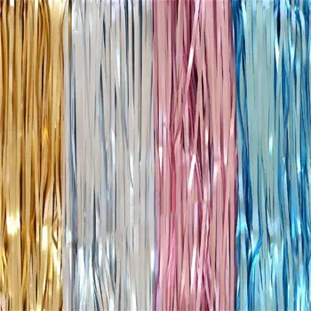 1set 1x2m mat zlata, srebrna, modra, roza kovinsko folijo, trak sijoče dež zavese dekoracija poroka dekoracija rojstni dan dobave