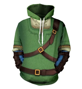 Novi Igri The Legend of Zelda povezavo Cosplay Kostume, Najstnike, Odrasle Hoodies 3D Print Majica Siva Jopiči Puloverju, nanos na Vrh