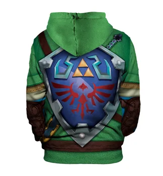 Novi Igri The Legend of Zelda povezavo Cosplay Kostume, Najstnike, Odrasle Hoodies 3D Print Majica Siva Jopiči Puloverju, nanos na Vrh