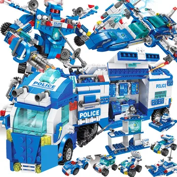 Mestni Policijski SPECIALCI ROBOT Igrača Tovornjak Avto Vojske Tank, Vojaški Gradbeni Bloki Določa Brinquedos DIY Ustvarjalca Opeke Izobraževalne Otroci Igrače