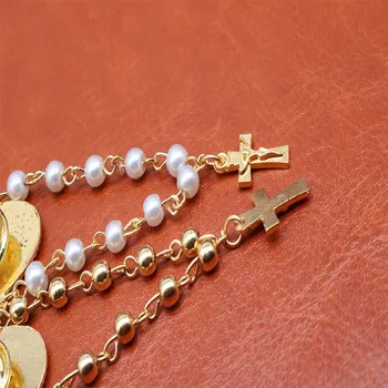 Katoliška pearl broška venec broška 12 kos / naključni simbol, pearl venec je jezus križ, broška nakit.