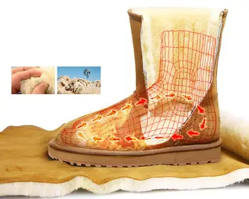 Ženske Snow Škornji Za Avstralijo Lady Pristen Cowhide Usnje Gleženj Boot Superge Topla Zimska Dekleta Čevlji Platformo